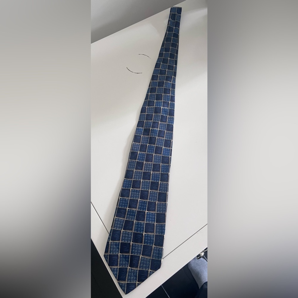 Ermenegildo Zegna Blue Geometric Silk Tie